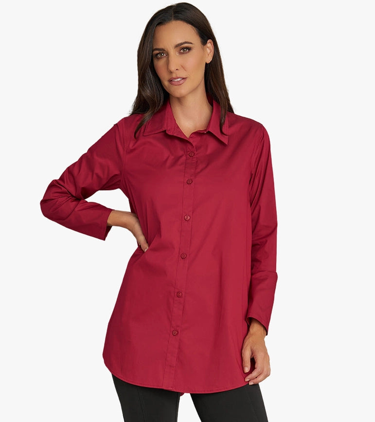 Women's Long Sleeve A-Line Button Front Prime Time Tunic BEET-Tunic-Stella Carakasi-XS-BEET-Urbanheer