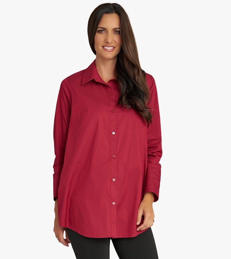 Women's Long Sleeve A-Line Button Front Prime Time Tunic BEET-Tunic-Stella Carakasi-XS-BEET-Urbanheer