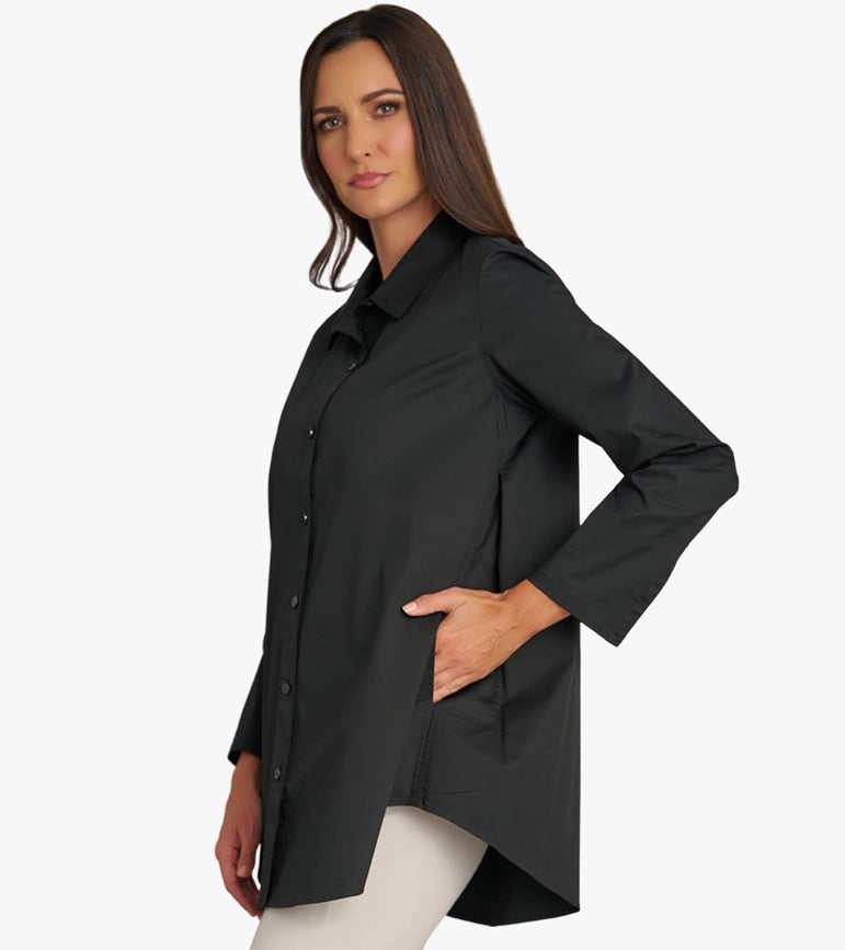 Women's Long Sleeve A-Line Button Front Prime Time Tunic BLACK-Tunic-Stella Carakasi-XS-BLACK-Urbanheer
