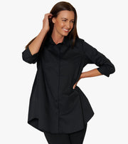 Women's Long Sleeve A-Line Button Front Prime Time Tunic BLACK-Tunic-Stella Carakasi-XS-BLACK-Urbanheer