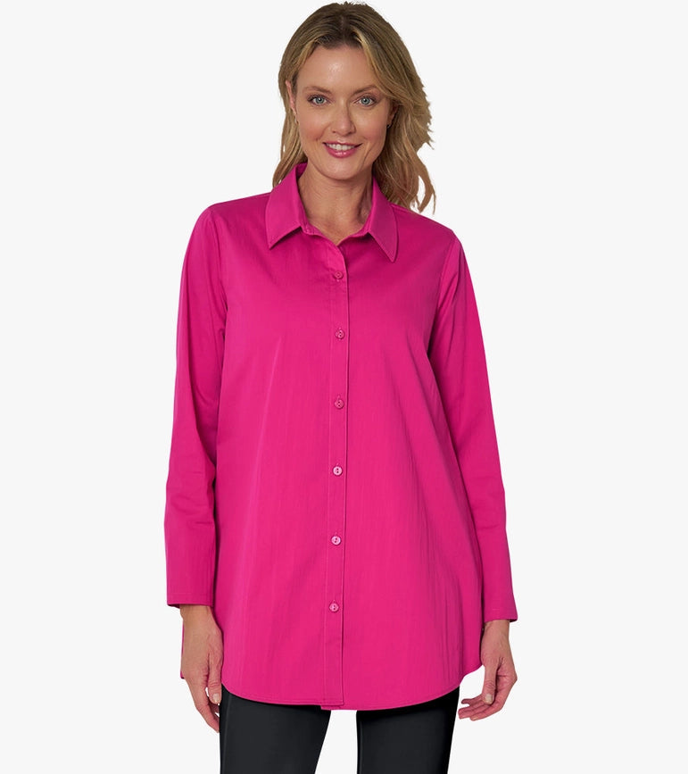 Women's Long Sleeve A-Line Button Front Prime Time Tunic ORCHID-Tunic-Stella Carakasi-XS-ORCHID-Urbanheer
