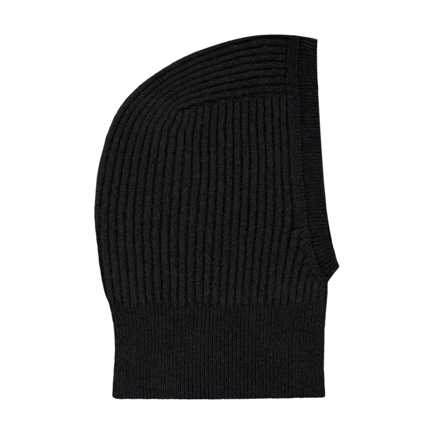 Womens Merino Cashmere Ribbed Balaclava-Balaclava-Paul James Knitwear-Black-Urbanheer