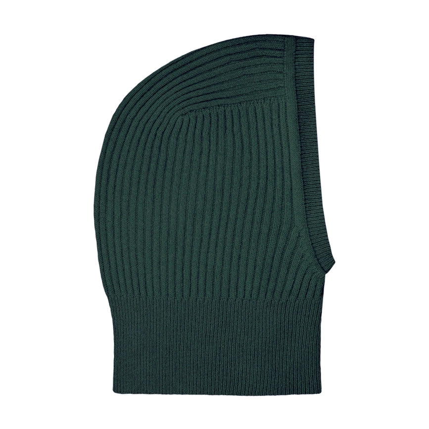Womens Merino Cashmere Ribbed Balaclava Forest Green-Balaclava-Paul James Knitwear-Forest Green-Urbanheer