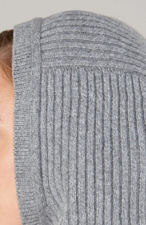 Womens Merino Cashmere Ribbed Balaclava Grey-Balaclava-Paul James Knitwear-Grey-Urbanheer