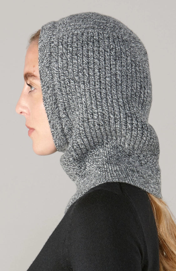 Womens Merino Cashmere Ribbed Balaclava Monochrome-Balaclava-Paul James Knitwear-Monochrome-Urbanheer