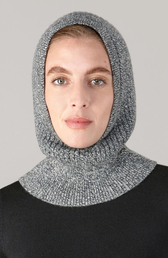 Womens Merino Cashmere Ribbed Balaclava Monochrome-Balaclava-Paul James Knitwear-Monochrome-Urbanheer