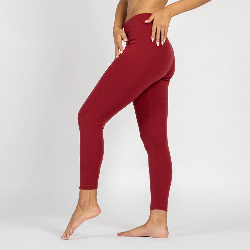 Women's Merino Wool Thermal Natural Leggings-Leggings-menique-XS-Royal Cherry-Urbanheer