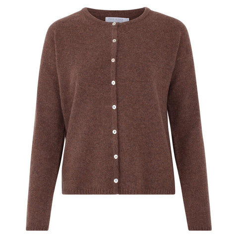 Womens Midweight 100% Lambswool Crew Neck Cardigan-Cardigan-Paul James Knitwear-S-Rosehip-Urbanheer