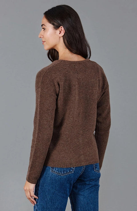 Womens Midweight 100% Lambswool Crew Neck Cardigan-Cardigan-Paul James Knitwear-S-Rosehip-Urbanheer