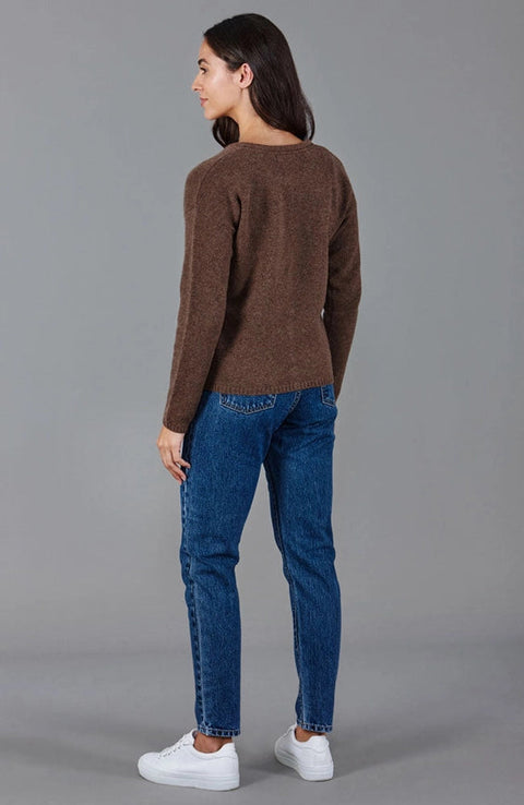 Womens Midweight 100% Lambswool Crew Neck Cardigan-Cardigan-Paul James Knitwear-S-Rosehip-Urbanheer