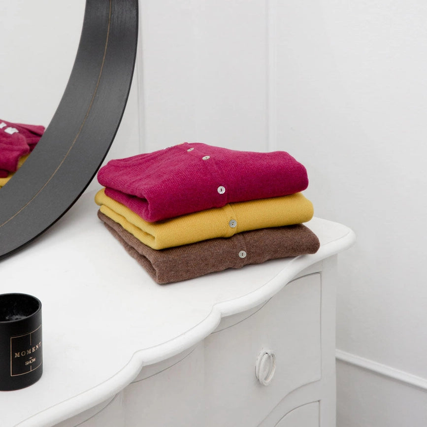 Womens Midweight 100% Lambswool Crew Neck Cardigan Piccalilli-Cardigan-Paul James Knitwear-S-Urbanheer