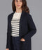 Womens Midweight Cotton Relaxed Fit Knitted Blazer Navy-Blazer-Paul James Knitwear-XS-Regular-Urbanheer