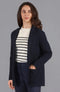 Womens Midweight Cotton Relaxed Fit Knitted Blazer Navy-Blazer-Paul James Knitwear-XS-Regular-Urbanheer