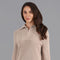 Womens Midweight Cotton Troyer Zip Neck Ribbed Jumper-Jumper-Paul James Knitwear-S-Linen-Urbanheer