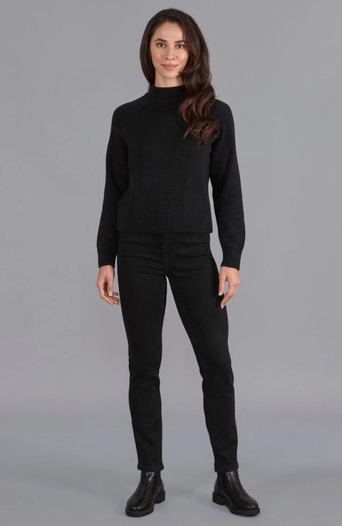 Womens Midweight Cotton Turtleneck Raglan Sleeve Jumper-Jumper-Paul James Knitwear-S-Black-Urbanheer