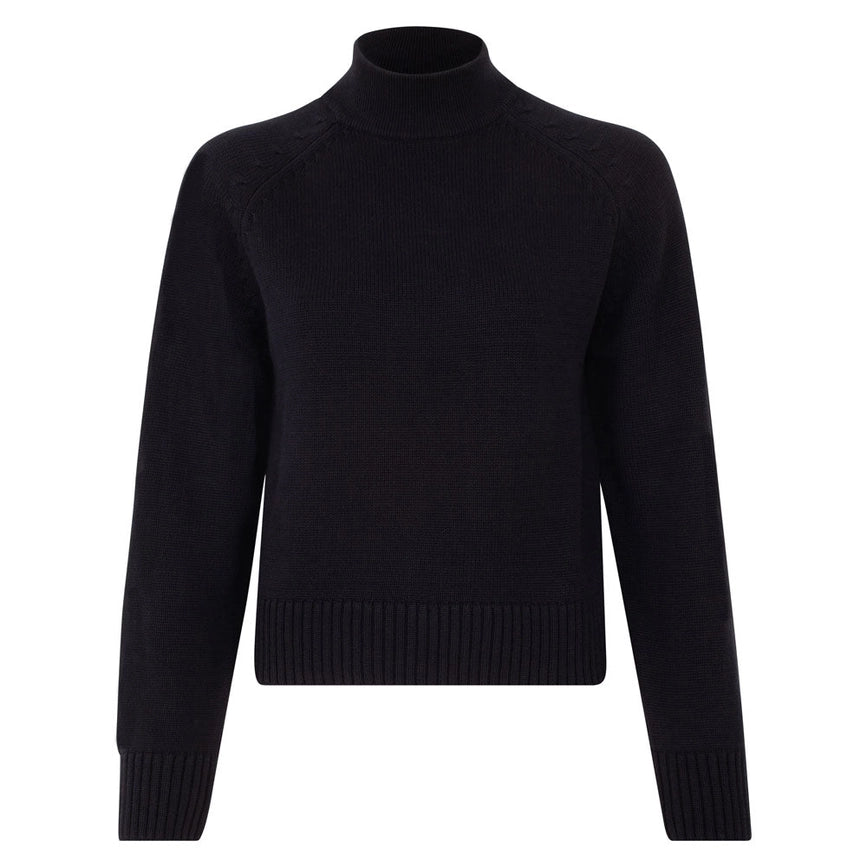 Womens Midweight Cotton Turtleneck Raglan Sleeve Jumper-Jumper-Paul James Knitwear-S-Black-Urbanheer