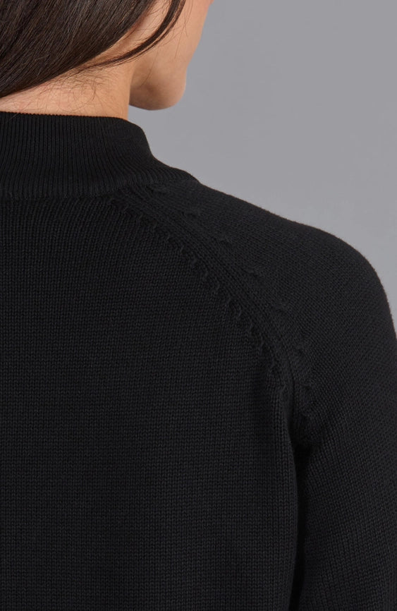 Womens Midweight Cotton Turtleneck Raglan Sleeve Jumper-Jumper-Paul James Knitwear-S-Black-Urbanheer
