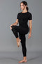 Womens Midweight Merino Activewear Thermal Leggings Black-Leggings-Paul James Knitwear-S-Urbanheer