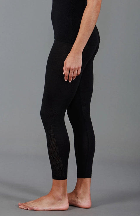 Womens Midweight Merino Activewear Thermal Leggings Black-Leggings-Paul James Knitwear-S-Urbanheer