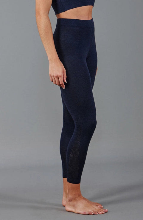 Womens Midweight Merino Activewear Thermal Leggings Navy Blazer-Leggings-Paul James Knitwear-S-Urbanheer