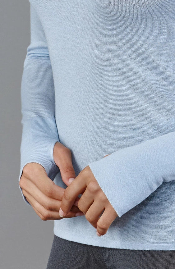 Womens Midweight Merino Activewear Training Top Duck Egg-Top-Paul James Knitwear-XS-Urbanheer