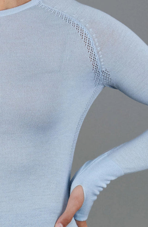 Womens Midweight Merino Activewear Training Top Duck Egg-Top-Paul James Knitwear-XS-Urbanheer
