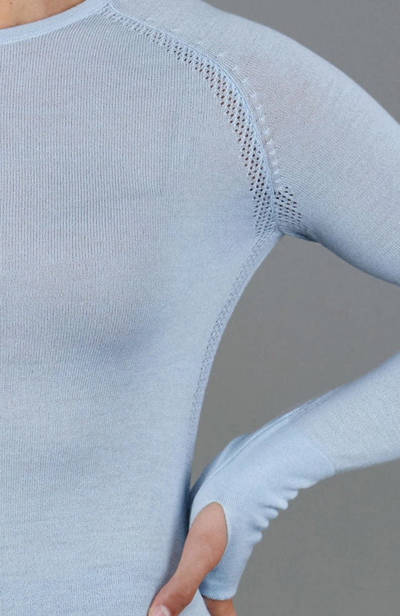 Womens Midweight Merino Activewear Training Top Duck Egg-Top-Paul James Knitwear-XS-Urbanheer
