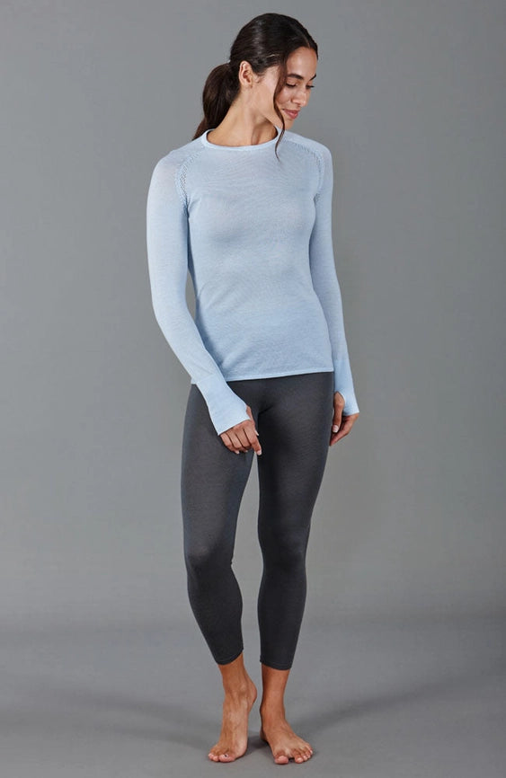 Womens Midweight Merino Activewear Training Top Duck Egg-Top-Paul James Knitwear-XS-Urbanheer