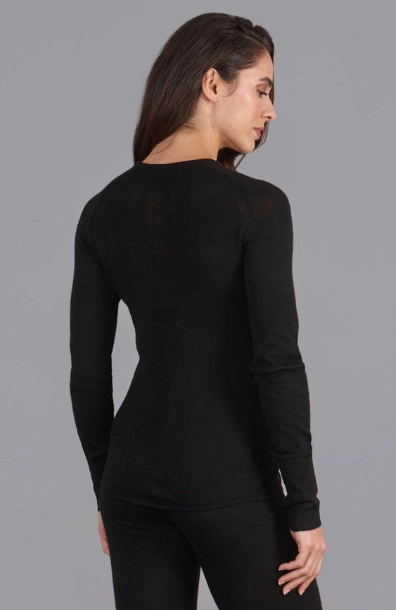 Womens Midweight Merino Activewear Training Top-Top-Paul James Knitwear-S-Black-Urbanheer