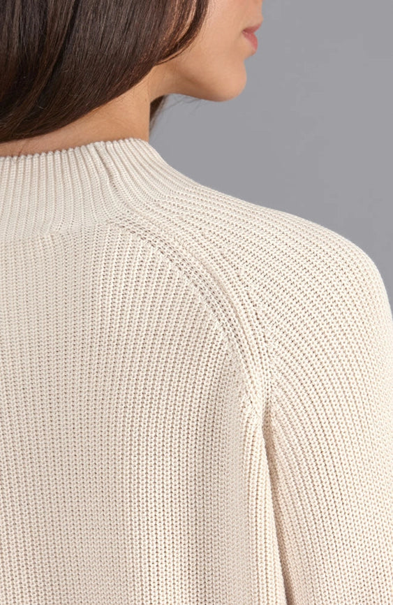 Womens Pure Cotton High Neck Raglan Jumper Ecru-Jumper-Paul James Knitwear-S-Ecru-Urbanheer