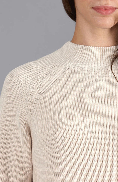 Womens Pure Cotton High Neck Raglan Jumper Ecru-Jumper-Paul James Knitwear-S-Ecru-Urbanheer