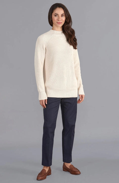 Womens Pure Cotton High Neck Raglan Jumper Ecru-Jumper-Paul James Knitwear-S-Ecru-Urbanheer