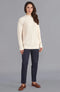 Womens Pure Cotton High Neck Raglan Jumper Ecru-Jumper-Paul James Knitwear-S-Ecru-Urbanheer