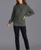 Womens Pure Cotton High Neck Raglan Jumper Khaki-Jumper-Paul James Knitwear-XS-Khaki-Urbanheer