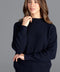 Womens Pure Cotton High Neck Raglan Jumper Navy-Jumper-Paul James Knitwear-XS-Navy-Urbanheer