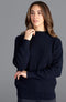 Womens Pure Cotton High Neck Raglan Jumper Navy-Jumper-Paul James Knitwear-XS-Navy-Urbanheer