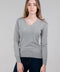 Womens Pure Cotton V-Neck Jumper-Jumper-Paul James Knitwear-XS-Ash Grey-Urbanheer