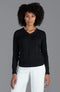 Womens Pure Cotton V-Neck Jumper-Jumper-Paul James Knitwear-XS-Black-Urbanheer