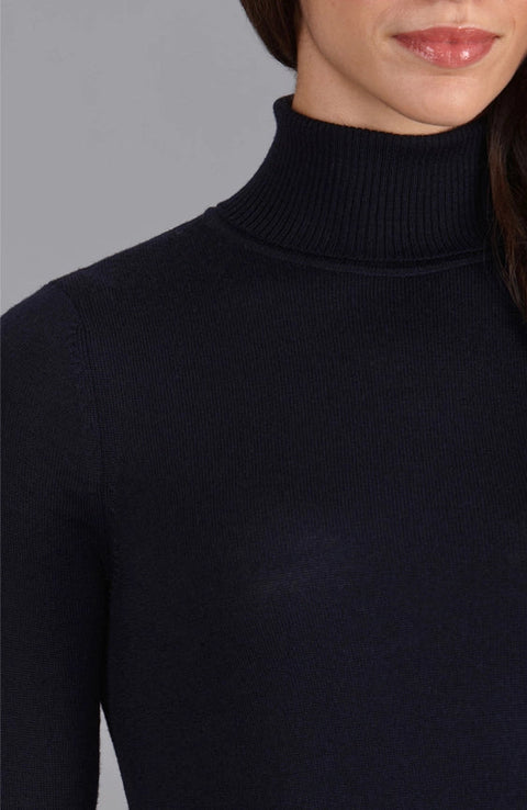 Womens Pure Extra Fine Merino Wool Roll Neck Jumper-Jumper-Paul James Knitwear-XS-Black-Urbanheer
