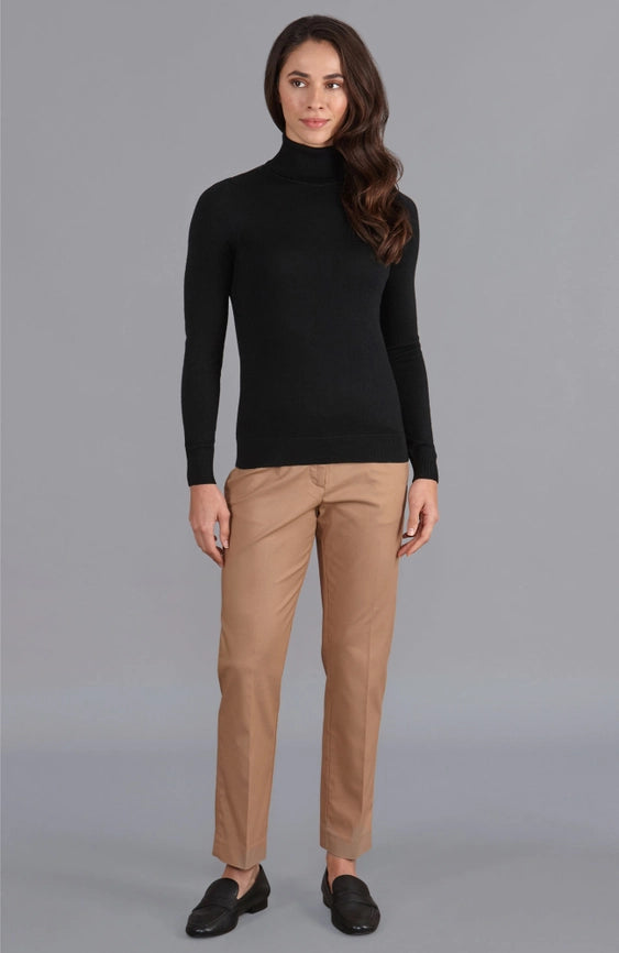 Womens Pure Extra Fine Merino Wool Roll Neck Jumper-Jumper-Paul James Knitwear-XS-Black-Urbanheer