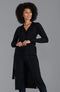 Womens Pure Extrafine Merino Long Cardigan Dress-Dress-Paul James Knitwear-S-Black-Urbanheer