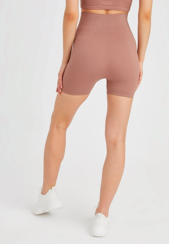 Women's Seamless Sports Shorts brown-Shorts-Leif Nelson GmbH-M/L-Urbanheer