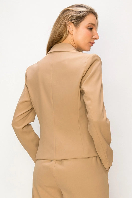 Women's Tailored Button Military Blazer-Blazer-One n' More Inc.-S-LT Mocha-Urbanheer