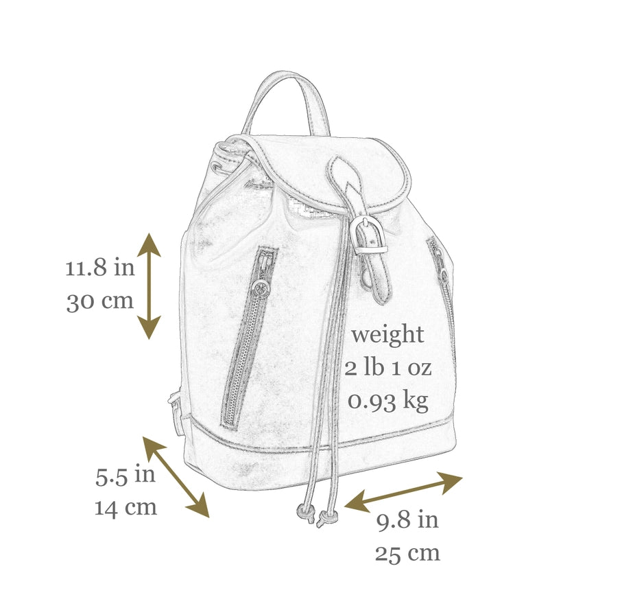 Womens Tan Leather Backpack - White Noise Black-Backpacks-Time Resistance-9.8 x 5.5 x 11.8 in (25 x 14 x 30 cm)-Black-Urbanheer