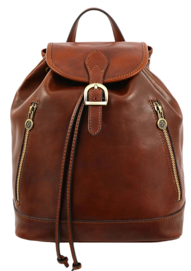 Womens Tan Leather Backpack - White Noise Cognac-Backpacks-Time Resistance-9.8 x 5.5 x 11.8 in (25 x 14 x 30 cm)-Cognac-Urbanheer