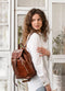 Womens Tan Leather Backpack - White Noise Cognac-Backpacks-Time Resistance-9.8 x 5.5 x 11.8 in (25 x 14 x 30 cm)-Cognac-Urbanheer