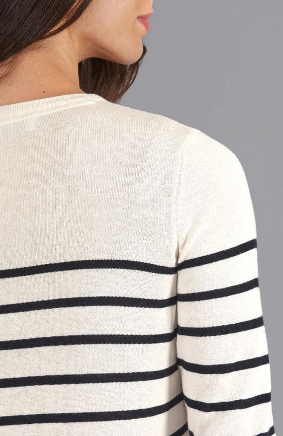 Womens Ultra-Fine Cotton Breton Crew Neck Jumper Ecru-Jumper-Paul James Knitwear-XS-Ecru-Urbanheer