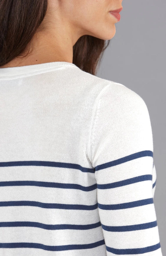 Womens Ultra-Fine Cotton Breton Crew Neck Jumper Insignia Blue-Jumper-Paul James Knitwear-XS-Insignia Blue-Urbanheer