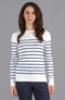Womens Ultra-Fine Cotton Breton Crew Neck Jumper Insignia Blue-Jumper-Paul James Knitwear-XS-Insignia Blue-Urbanheer