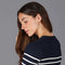 Womens Ultra-Fine Cotton Breton Crew Neck Jumper Navy-Jumper-Paul James Knitwear-XS-Navy-Urbanheer